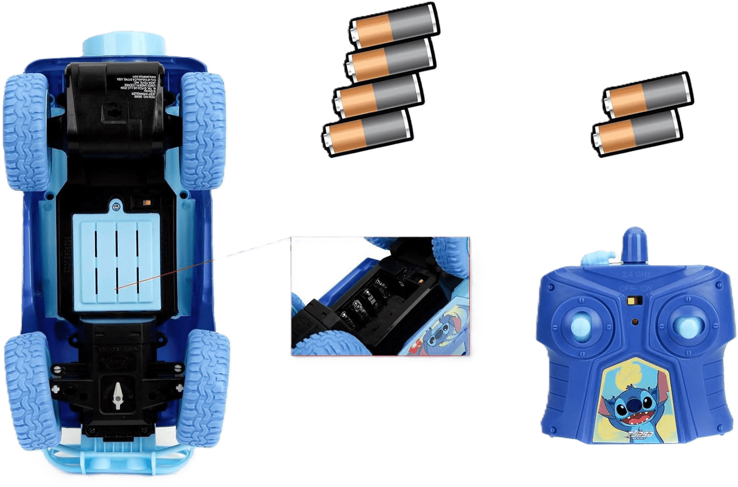 Jada Toys Remote Control Stitch Jeep – 1:16 Scale RC Vehicle with Turbo & Stickers
