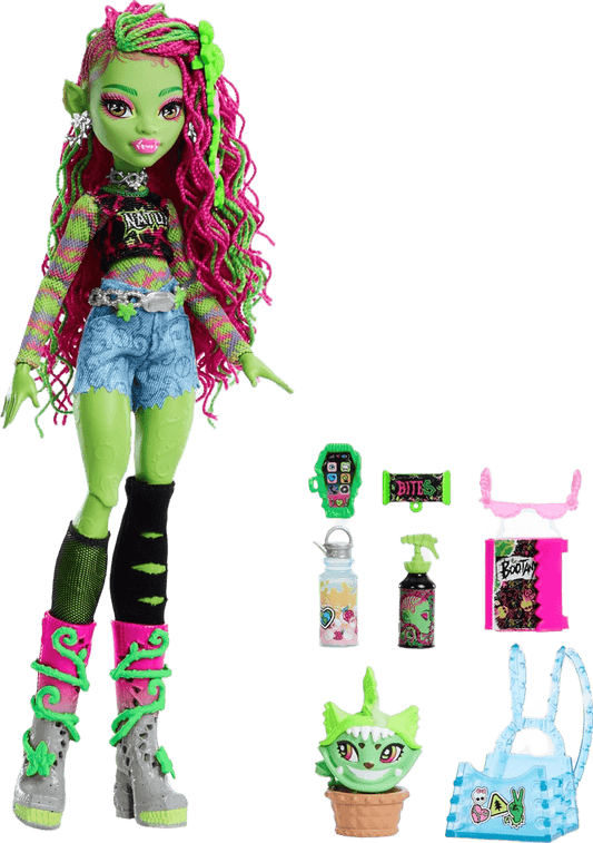 Monster High Venus McFlytrap Doll with Pet Chewlian & Accessories - Toy Star Malta