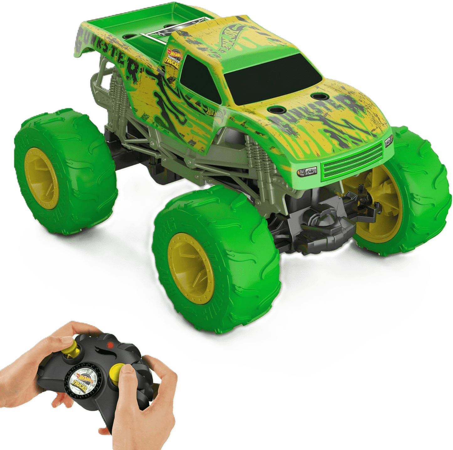Toy Star Malta Hot Wheels Monster Trucks Gunkster RC Truck – 1:15 Scale Glow in the Dark Off-Road