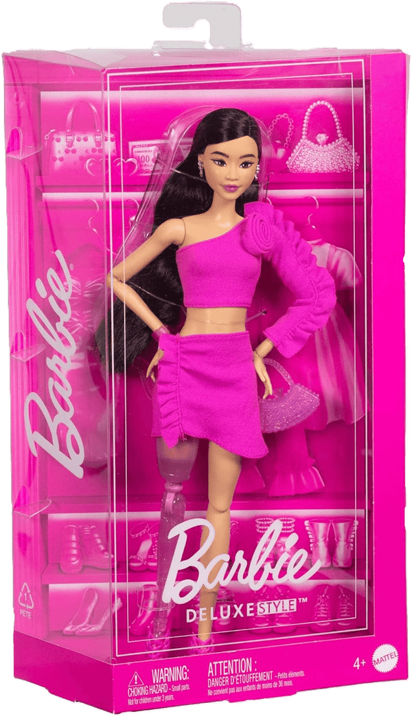 Toy Star Malta Barbie Deluxe Style Doll No.2 – Black Hair, Glitter Leg Prosthesis & Barbie core Outfit