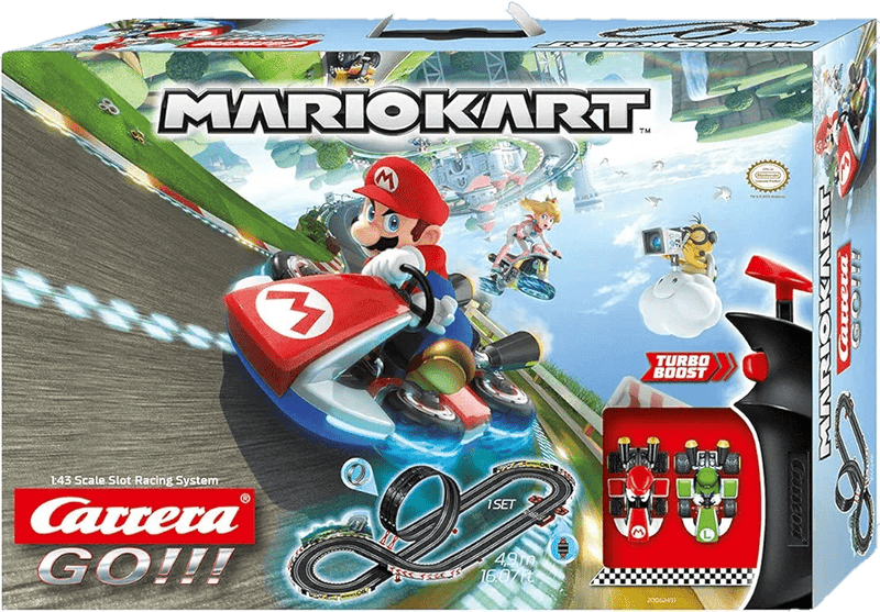 Carrera GO!!! Nintendo Mario Kart 8 Electric Slot Car Racing Set – 4.9m Racetrack with Mario & Luigi Vehicles, Loop and Turbo Controllers - Toy Star Malta