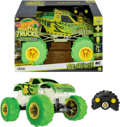 Toy Star Malta Hot Wheels Monster Trucks Gunkster RC Truck – 1:15 Scale Glow in the Dark Off-Road