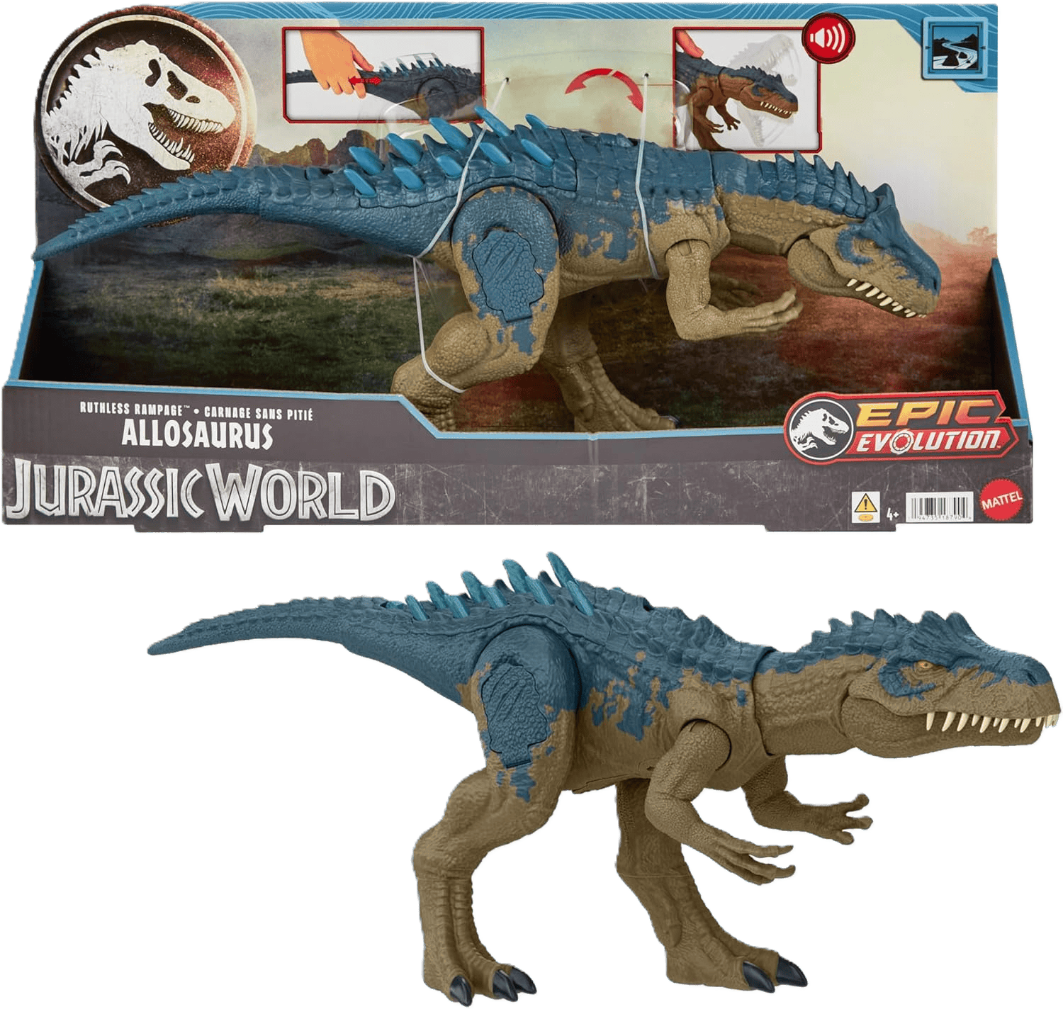 Jurassic World Chaos Theory Ruthless Rampage Allosaurus Action Figure - Continuous Attack & Roar Sound - Toy Star Malta