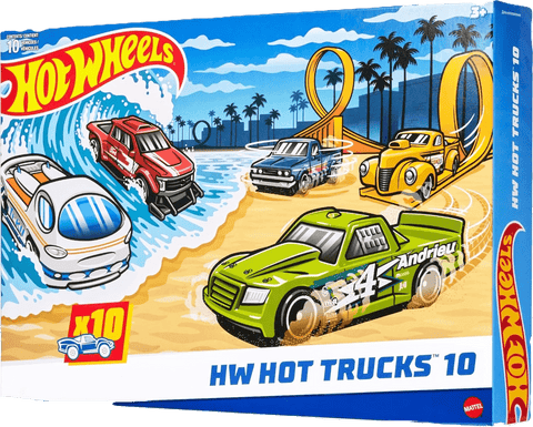 Hot Wheels 1:64 Scale Toy Trucks – Set of 10 Die-Cast Vehicles