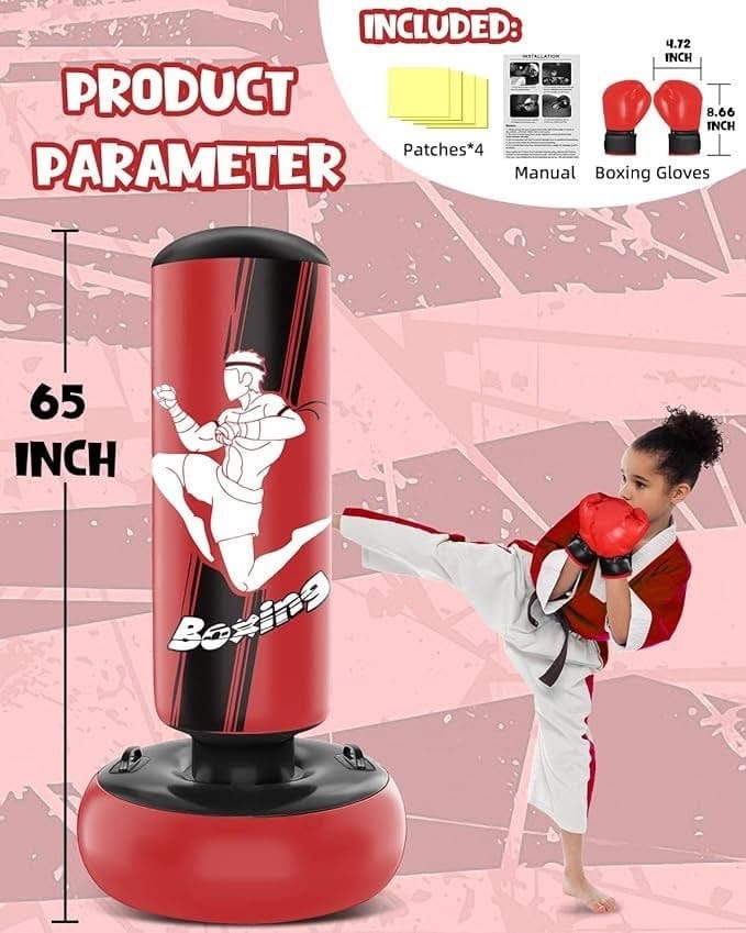 Toy Star Malta Children’s Inflatable Punching Bag 160 cm with Boxing Gloves