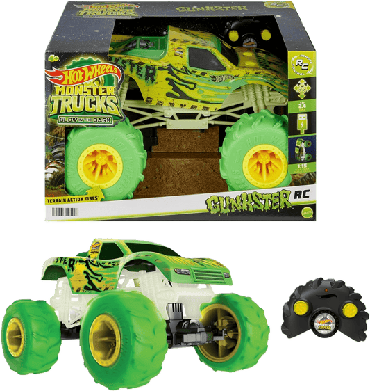 Toy Star Malta Hot Wheels Monster Trucks Gunkster RC Truck – 1:15 Scale Glow in the Dark Off-Road