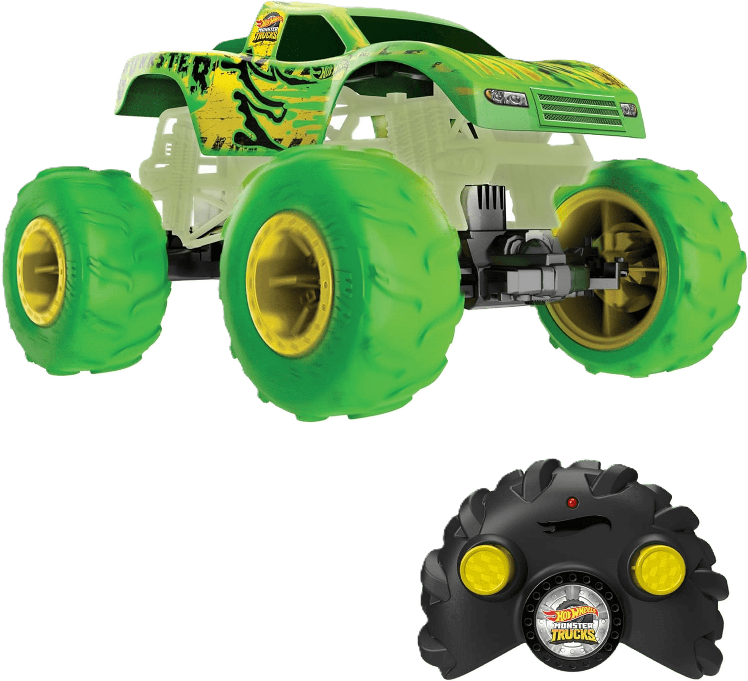 Toy Star Malta Hot Wheels Monster Trucks Gunkster RC Truck – 1:15 Scale Glow in the Dark Off-Road