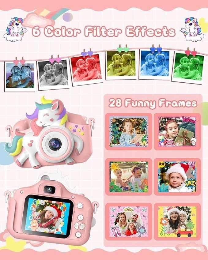 Toy Star Malta Kids Digital Camera 1080P HD – 20MP Dual Lens, Free 32GB Card, Games, Filters & Silicone Case